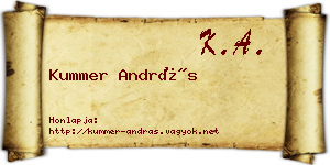 Kummer András névjegykártya